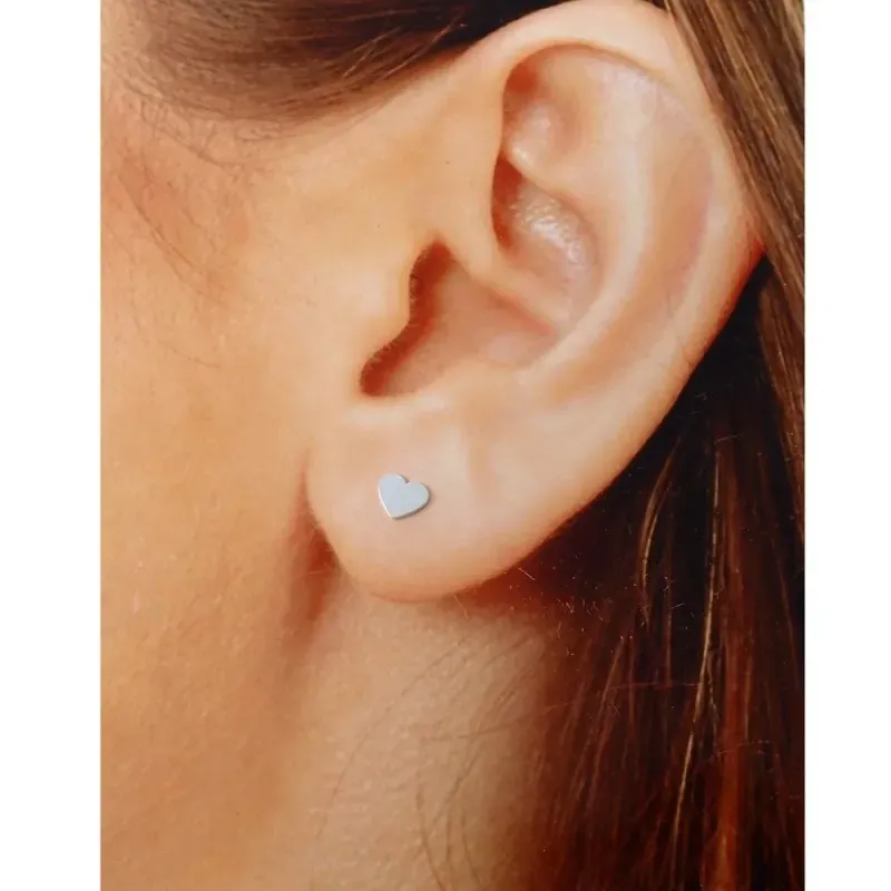 Pendientes plata Ley 925m par corazón 5mm. cierre presión mujer