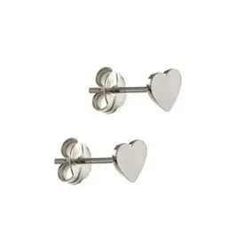 Pendientes plata Ley 925m par corazón 5mm. cierre presión mujer