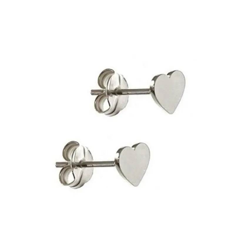 Pendientes plata Ley 925m par corazón 5mm. cierre presión mujer