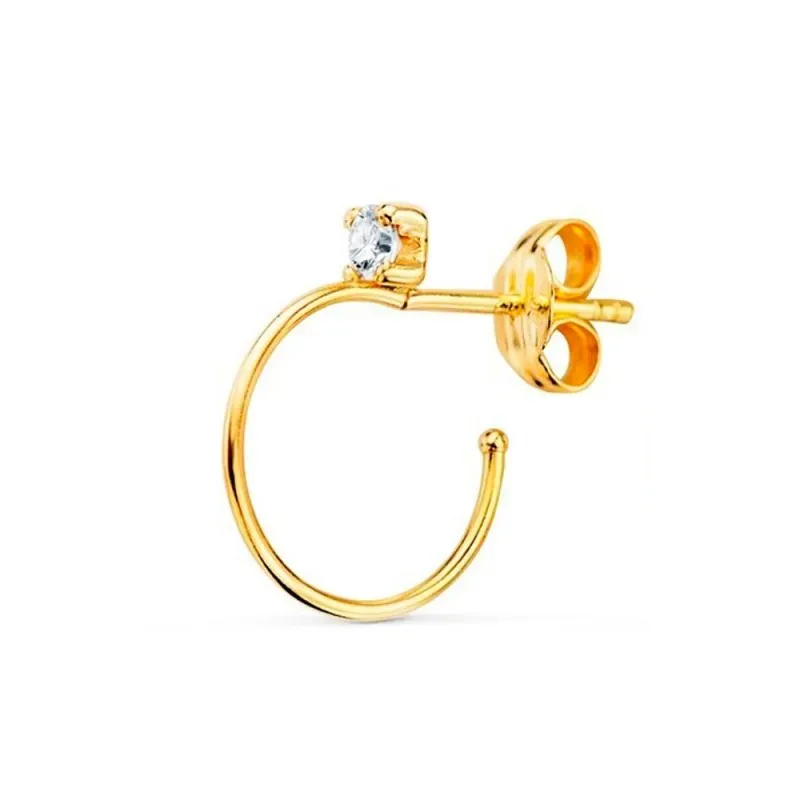 Medio par Pendiente Suelto Aro en Oro 18k mujer 15 mm. hilo fino 0.5