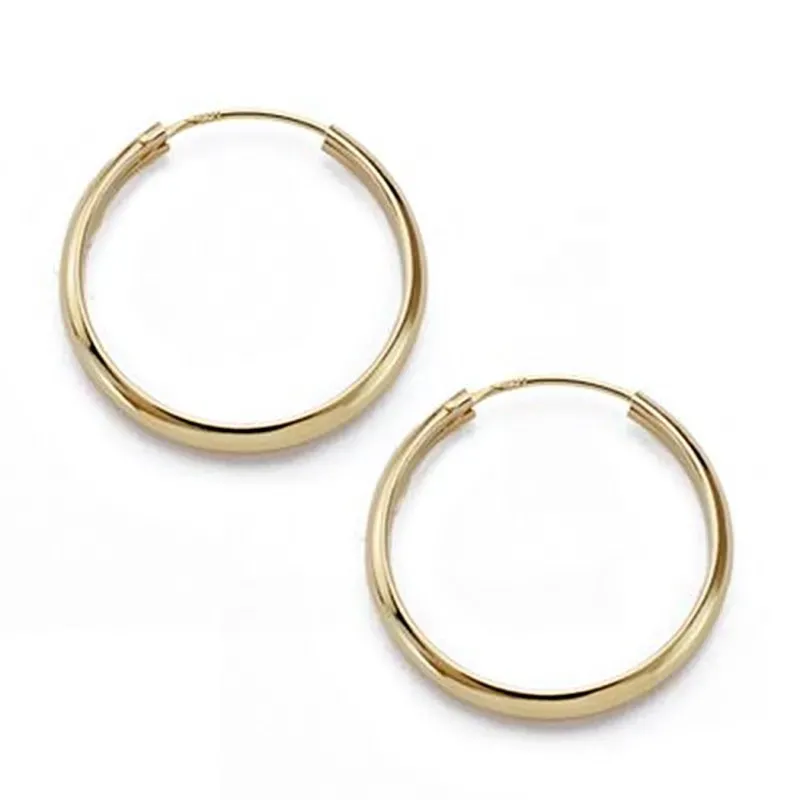 Pendientes oro 18k aros 20mm. media caña lisos ligeros [AA0259]