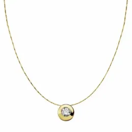 Colgante oro 18k con cadena 8.5mm. chatón circonita [AA1848]