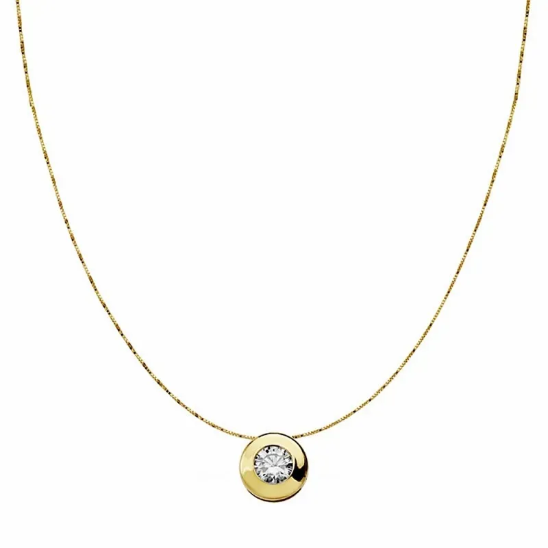 Colgante oro 18k con cadena 8.5mm. chatón circonita [AA1848]