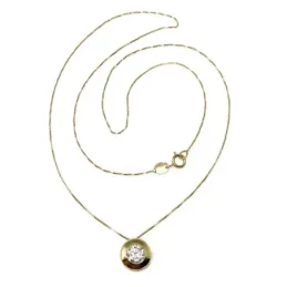 Colgante oro 18k con cadena 8.5mm. chatón circonita [AA1848]