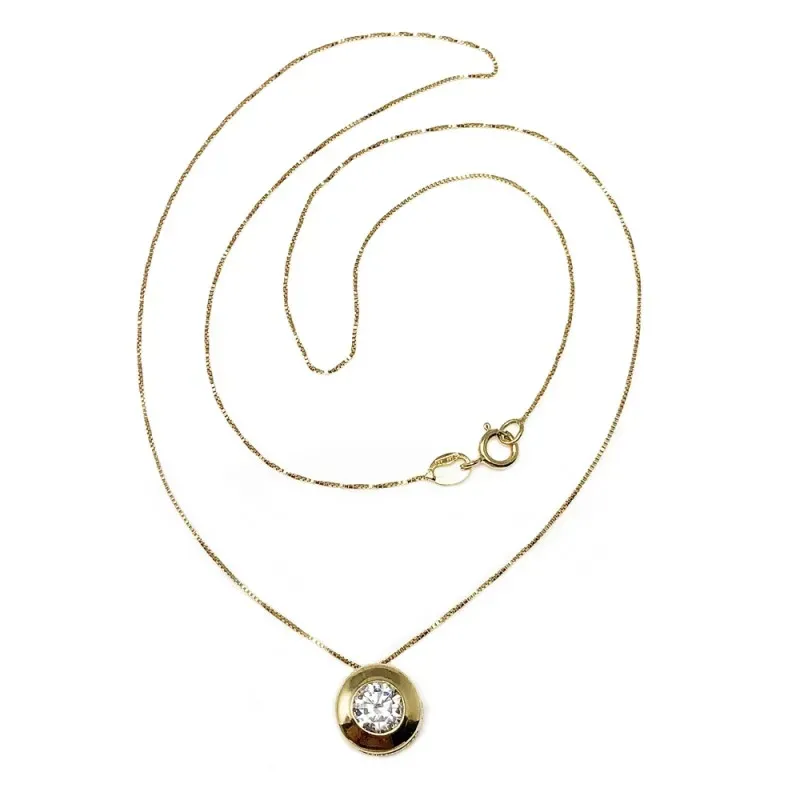 Colgante oro 18k con cadena 8.5mm. chatón circonita [AA1848]