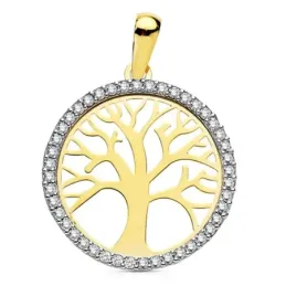 Colgante oro 18k árbol de la vida multipiedra 20mm. [AB2895]