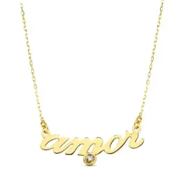 Gargantilla oro 18k amor circonita 45cm. [AB2912]