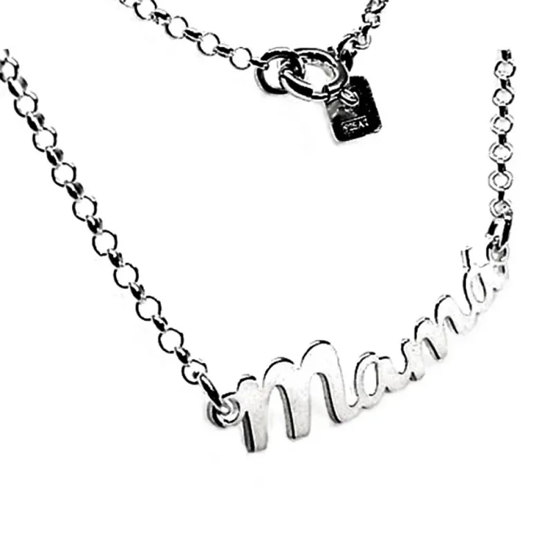 Gargantilla plata Ley 925m MAMÁ cadena rolo 41cm. [AB3568]