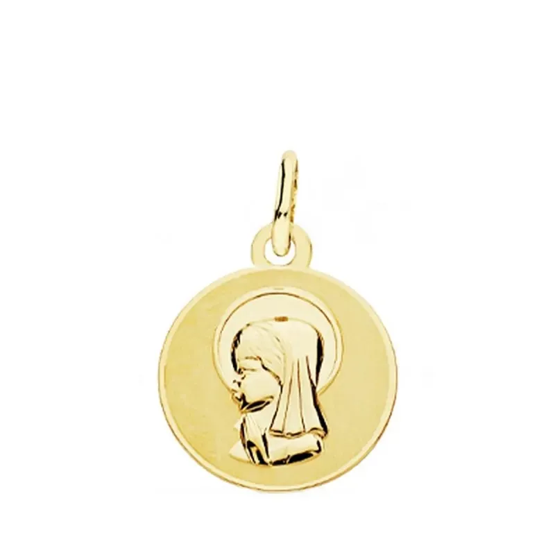 Medalla oro 18k Virgen Niña 14mm. [AB3773GR]