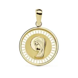 Medalla oro 18k Virgen Niña 18mm. cerco calado [AB8800]