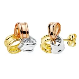 Pendientes oro 18k tricolor 13mm. motivo trébol [AB8915]