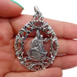 Medalla Plata Ley 925m Virgen del Carmen 50mm. barca [AB9264]
