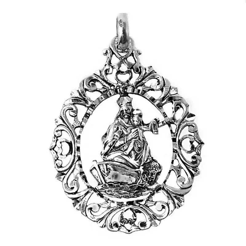 Medalla Plata Ley 925m Virgen del Carmen 50mm. barca [AB9264]