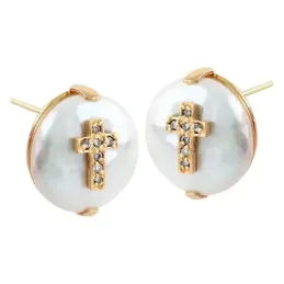 Pendientes Oro Amarillo 18k modelo Sofía (14 diamantes 1,00mm. 0,08 cts.) (2 perlas coin 12-13mm.)