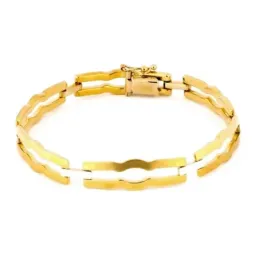 Pulsera oro bicolor 18k mujer eslabones articulados mate brillo cierre de seguridad