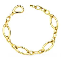 Pulsera oro 18k mujer 19.5 cm. eslabones ovalados brillo
