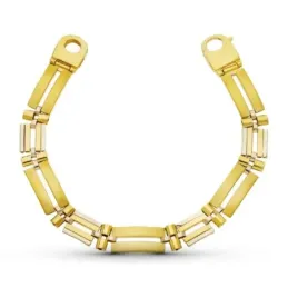 Pulsera oro bicolor 18k mujer eslabones rectangulares calados mosquet