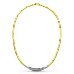 Gargantilla oro bicolor 18k mujer eslabones tubos detalle forma centr