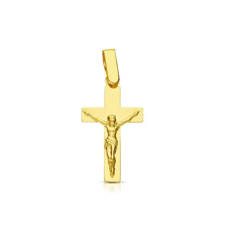 Crucifijo oro 18k Cristo 22mm. plana [7980]