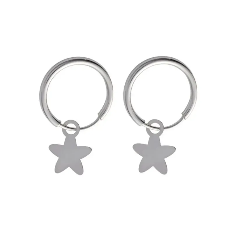 Pendientes plata ley 925m aro motivo estrella [AB2674]
