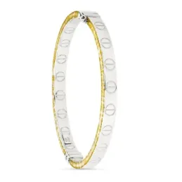 Pulsera oro bicolor 18k mujer diámetro 62 mm. rígida detalles círculo