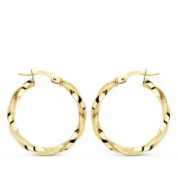 Pendientes oro 9k mujer aros 24 mm. reliados mate brillo