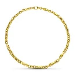 Gargantilla oro 18k mujer 45 cm. eslabones combinados huecos mosquetó