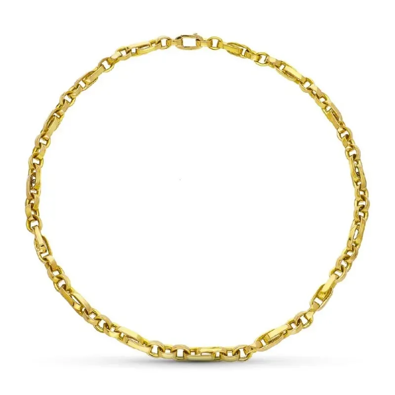Gargantilla oro 18k mujer 45 cm. eslabones combinados huecos mosquetó