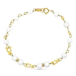 Pulsera oro 18k niña Primera Comunión 17 cm. doce perlas cultivadas 5