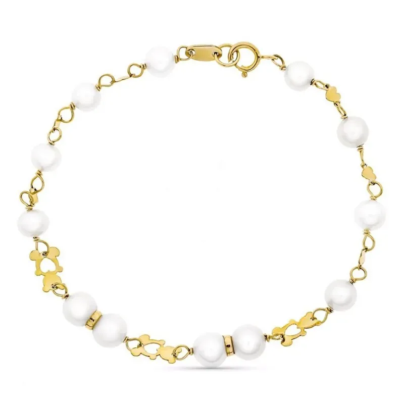 Pulsera oro 18k niña Primera Comunión 17 cm. doce perlas cultivadas 5