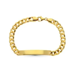 Esclava oro 18k barbada plana 22cm. maciza ancho 8mm. hombre cierre mosquetón [AC1537]