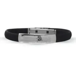 Pulsera Acero Inoxidable 316L hombre caucho negro 7 mm. oración Padre