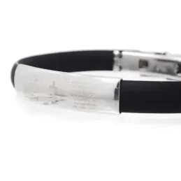 Pulsera Acero Inoxidable 316L hombre caucho negro 7 mm. oración Padre