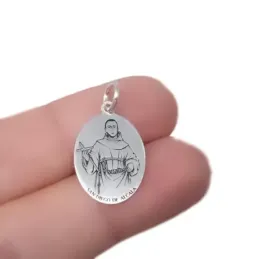 San Diego de Alcalá Medalla en Plata de Ley 925m maciza de 18 mm. ova