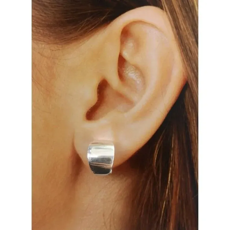 Pendientes plata ley 925m abombado liso 15mm. [AB2636]