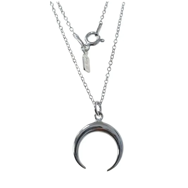 Gargantilla plata Ley 925m cadena 40 cm. motivo luna lisa [AB4426]