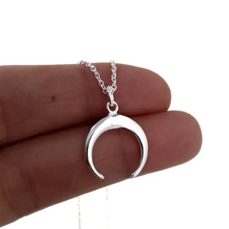 Gargantilla plata Ley 925m cadena 40 cm. motivo luna lisa [AB4426]