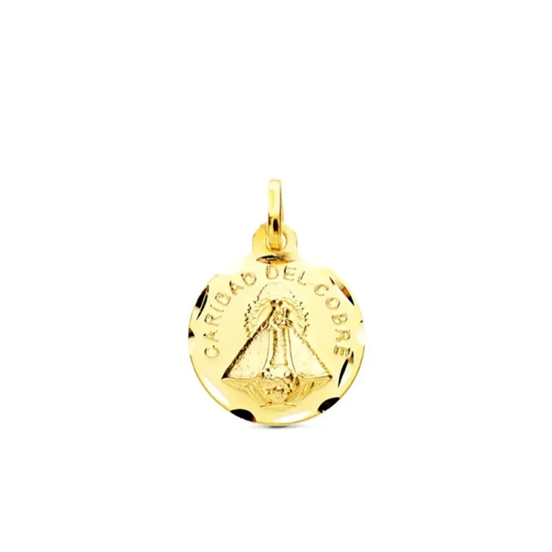 Medalla oro 18k escapulario Señora Caridad del Cobre 14mm. [AB3806]