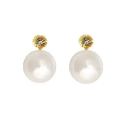 Pendientes plata Ley 925m chapado oro perla japonesa 10mm. [AB1187]