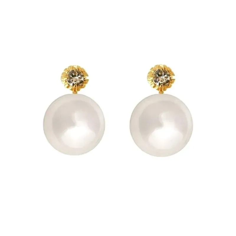 Pendientes plata Ley 925m chapado oro perla japonesa 10mm. [AB1187]