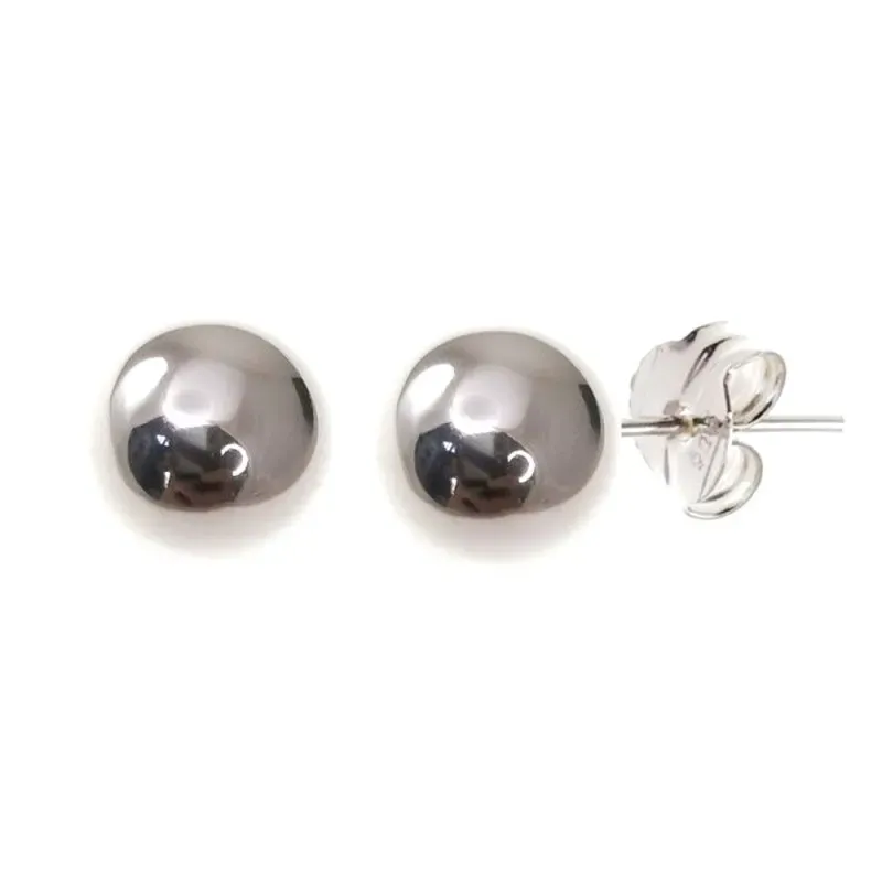 Pendientes plata Ley 925m bola lisa 14mm. [AB1205]