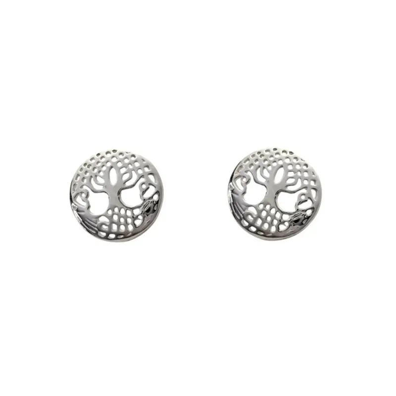 Pendientes plata ley 925m árbol vida calado 10mm. [AB2671]