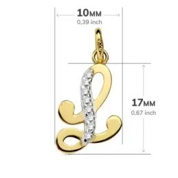 Colgante oro 18k letra L circonitas 17mm. [AB2880]