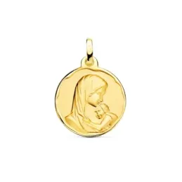 Medalla oro 18k Madre con Niño 18mm. [AB3788GR]