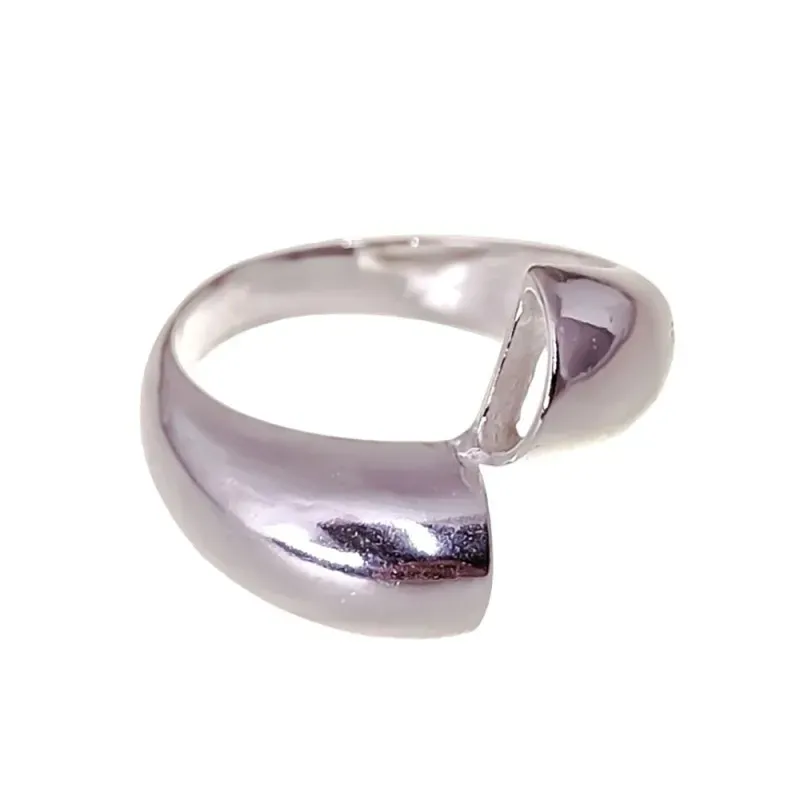 Fornitura plata Ley 925m sortija lisa colmillos abierta [AB0829]