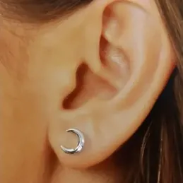 Pendientes plata Ley 925m motivo luna lisa [AB5431]