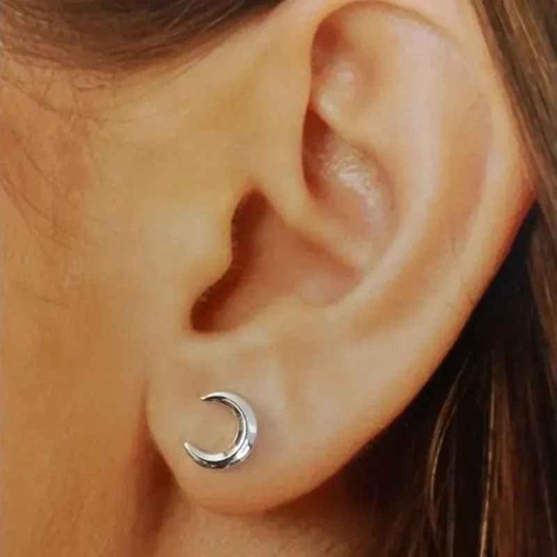 Pendientes plata Ley 925m motivo luna lisa [AB5431]
