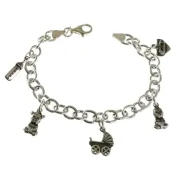 Pulsera plata Ley 925m fetiches colgando para mamá [AB4299]