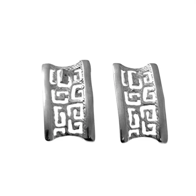 Pendientes plata ley 925m greca calada rectangular 20mm. [AB2517]