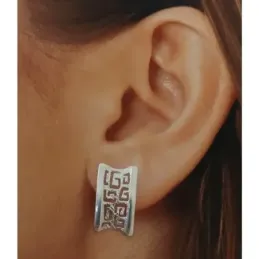 Pendientes plata ley 925m greca calada rectangular 20mm. [AB2517]